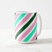 Pink and Green Christmas Candy Stripes コーヒーマグカップ (正面右)