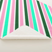 Pink and Green Christmas Candy Stripes  シェルパブランケット (3/4)