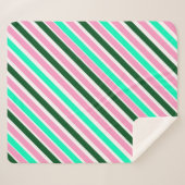 Pink and Green Christmas Candy Stripes  シェルパブランケット (正面(横))