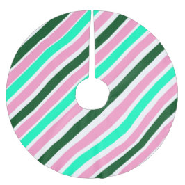 Pink and Green Christmas Candy Stripes  ブラッシュドポリエステルツリースカート