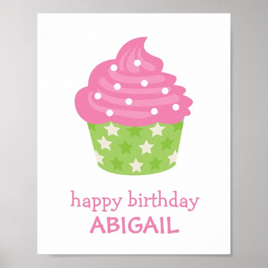 Pink and Green Cupcake Poster Print Wall Decor ポスター (正面)