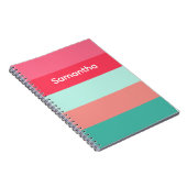 Pink and Green Custom Color Block Striped Notebook ノートブック (右側)