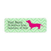 Pink and Green Dachshund Address Lables Lab ラベル (正面)