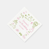 Pink and Green Easter 1st Birthday Party スタンダードカクテルナプキン (角)