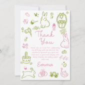 Pink and Green Easter Brunch and Egg Hunt サンキューカード (正面)