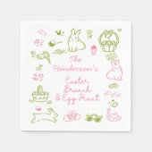 Pink and Green Easter Brunch and Egg Hunt Party スタンダードカクテルナプキン (正面)