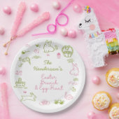Pink and Green Easter Brunch and Egg Hunt Party ペーパープレート (パーティー)