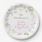 Pink and Green Easter Brunch and Egg Hunt Party ペーパープレート (正面)