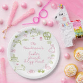 Pink and Green Easter Brunch and Egg Hunt Party ペーパープレート (パーティー)