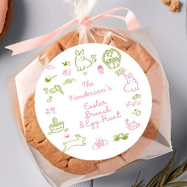 Pink and Green Easter Brunch and Egg Hunt Party ラウンドシール