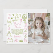 Pink and Green Easter Brunch and Egg Hunt Photo サンキューカード (正面)