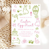 Pink and Green Easter Egg Hunt Party 招待状