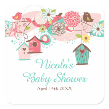 Pink and Green Floral Bird Cages Baby Shower