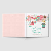 Pink and Green Floral Bird Cages Bridal Shower ゲストブック (全面)