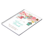 Pink and Green Floral Bird Cages Bridal Shower ノートブック (左側)