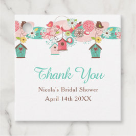 Pink and Green Floral Bird Cages Bridal Shower フェイバータグ