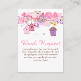 Pink and Green Floral Bird Houses Bridal Shower エンクロージャーカード