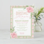 Pink and Green Floral Bridal Shower Invitation 招待状 (スタンド正面)