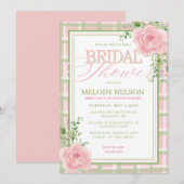 Pink and Green Floral Bridal Shower Invitation 招待状 (正面/裏面)