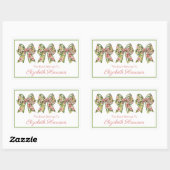 Pink and Green Floral Personalized Bookplate 長方形シール (シート)