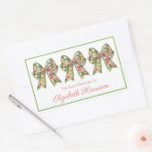 Pink and Green Floral Personalized Bookplate 長方形シール (封筒)