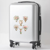Pink and Green Floral Vase Sheet of Stickers シール (スーツケース)