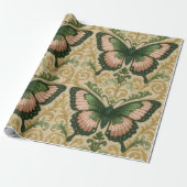 Pink and Green Gift Wrap Butterfly Print ラッピングペーパー (アンロールド)