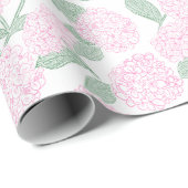 Pink and Green Hydrangea Floral ラッピングペーパー (ロールコーナー)