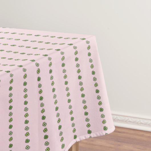 Pink and Green Irish Shamrock Stripes Tablecloth テーブルクロス (インサイチュ)