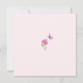 Pink and Green Little Butterfly Floral Baby Shower 招待状 (裏面)