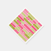 Pink and Green Love Letter Typography Squares スタンダードカクテルナプキン (角)