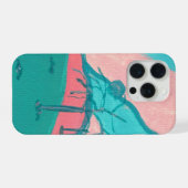 Pink and Green Minimalistic Landscape Phone Case iPhoneケース (裏面横)