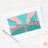 Pink and Green Minimalistic Landscape Stickers 長方形シール (封筒)