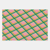 Pink and Green Modern Plaid Christmas Pattern ラッピングペーパーシート (正面)