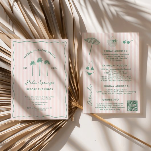 Pink And Green Palm Springs Bachelorette Weekend 招待状