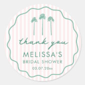 Pink And Green Palm Springs Bridal Shower Favor ラウンドシール (正面)