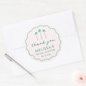 Pink And Green Palm Springs Bridal Shower Favor ラウンドシール (封筒)