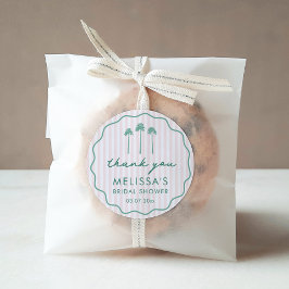 Pink And Green Palm Springs Bridal Shower Favor ラウンドシール