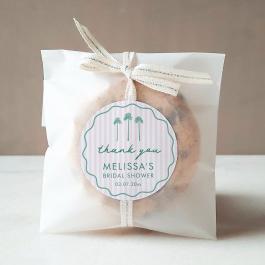 Pink And Green Palm Springs Bridal Shower Favor ラウンドシール