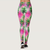 Pink and Green Palm Trees Tropical Patterned レギンス (裏面)