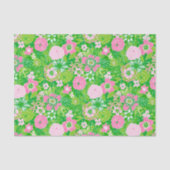 Pink and Green Preppy Palm Beach Floral 薄葉紙 (正面)