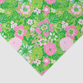 Pink and Green Preppy Palm Beach Floral 薄葉紙 (詳細)