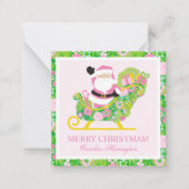 Pink and Green Preppy Palm Beach Santa Enclosure ノートカード (正面)