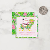 Pink and Green Preppy Palm Beach Santa Enclosure ノートカード (正面/裏面インサイチュ)