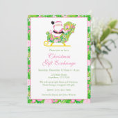 Pink and Green Preppy Palm Beach Santa Party 招待状 (スタンド正面)