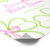 Pink and Green Shamrock Bridal Shower Welcome Sign ポスター (角)