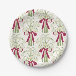 Pink and Green Snowdrop and Bow Flower Bouquet ペーパープレート