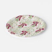 Pink and Green Snowdrop and Bow Flower Bouquet ペーパープレート (アングル)