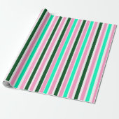 Pink and Green Stripes  ラッピングペーパー (アンロールド)