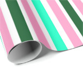 Pink and Green Stripes  ラッピングペーパー (ロールコーナー)